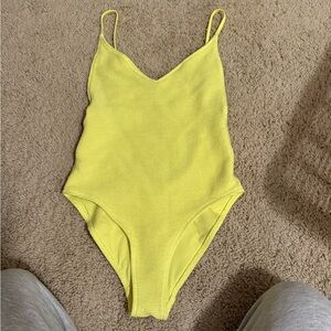 Topshop Yellow Bodysuit One Piece with V-Neck
